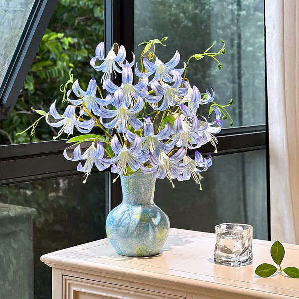 Nordic Sky Blue Lily Artificial Flower Arrangement realistic artificial flower arrangement
