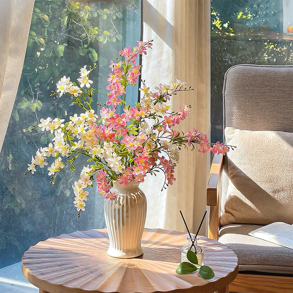 Blush & Ivory Forsythia Elegance Artificial Flower Arrangement realistic artificial flower arrangement