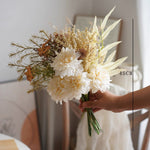 Faux Mixed Floral Bouquet - Cream and Orange (Multiple Stems) realistic artificial flower arrangement – product view 4