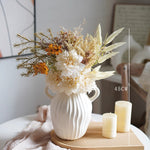 Faux Mixed Floral Bouquet - Cream and Orange (Multiple Stems) realistic artificial flower arrangement – product view 3