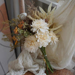 Faux Mixed Floral Bouquet - Cream and Orange (Multiple Stems) realistic artificial flower arrangement – product view 5