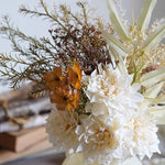 Faux Mixed Floral Bouquet - Cream and Orange (Multiple Stems) realistic artificial flower arrangement – product view 6