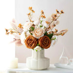 Faux Autumn Arrangement - Apricot Rose realistic artificial flower arrangement – product view 4