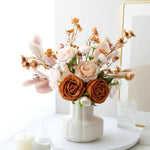 Faux Autumn Arrangement - Apricot Rose realistic artificial flower arrangement – product view 2