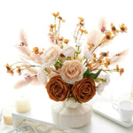 Faux Autumn Arrangement - Apricot Rose realistic artificial flower arrangement – product view 5