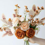 Faux Autumn Arrangement - Apricot Rose realistic artificial flower arrangement – product view 3