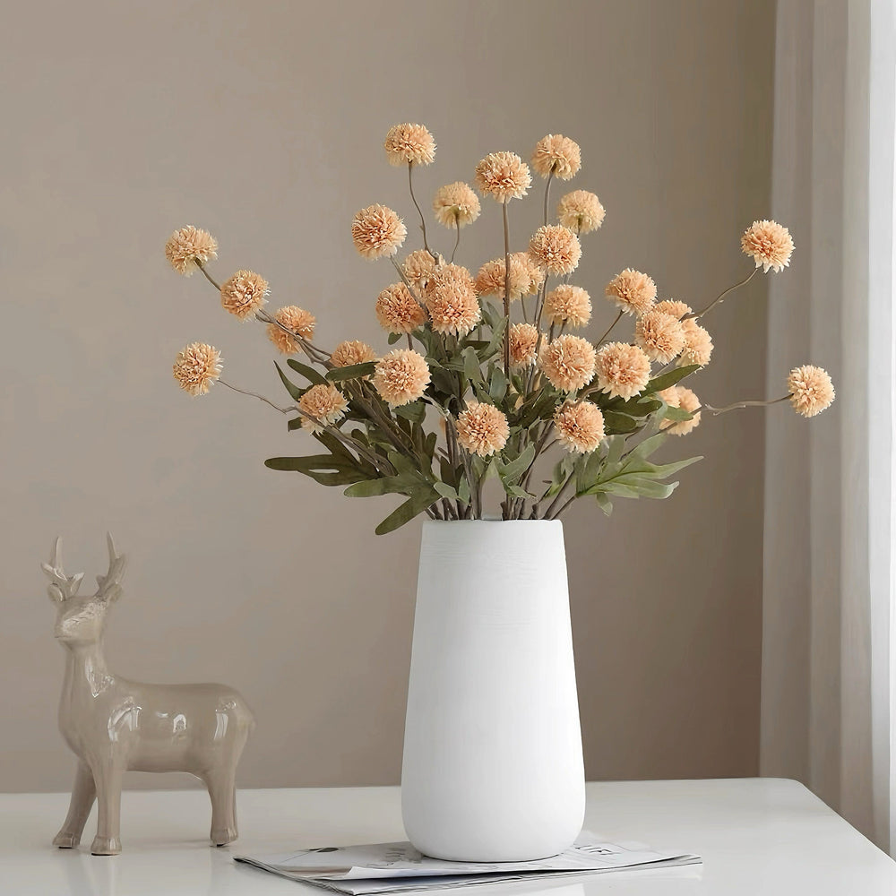 Faux Dandelion Arrangement - Cream (8 Stems / 50 Heads ) realistic artificial flower arrangement