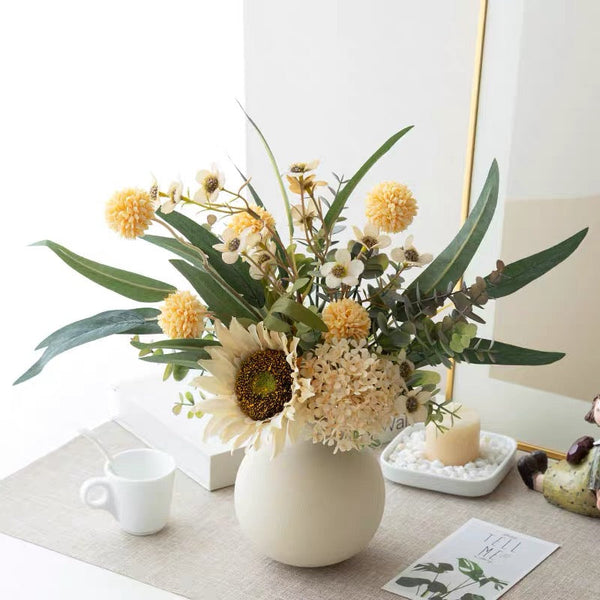 Rustic Charm Artificial Flower Arrangement - Creamy Hues realistic artificial flower arrangement