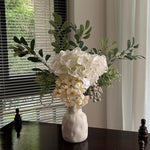 Eucalyptus & White Hydrangea Artificial Flower Arrangement realistic artificial flower arrangement – product view 2