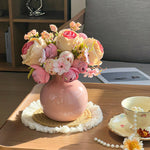 Faux Blush Arrangement - Pink & Cream (Vase Included) realistic artificial flower arrangement – product view 2