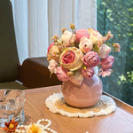 Faux Blush Arrangement - Pink & Cream (Vase Included) realistic artificial flower arrangement – product view 5