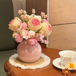 Faux Blush Arrangement - Pink & Cream (Vase Included) realistic artificial flower arrangement – product view 4