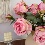 Artificial Flower Arrangement - Pink Rose & Greenery (4 Stems) realistic artificial flower arrangement – product view 5