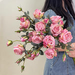 Artificial Flower Arrangement - Pink Rose & Greenery (4 Stems) realistic artificial flower arrangement – product view 4