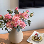 Artificial Flower Arrangement - Pink Rose & Greenery (4 Stems) realistic artificial flower arrangement – product view 2