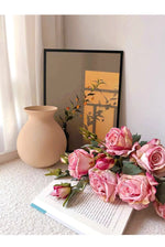 Artificial Flower Arrangement - Pink Rose & Greenery (4 Stems) realistic artificial flower arrangement – product view 7