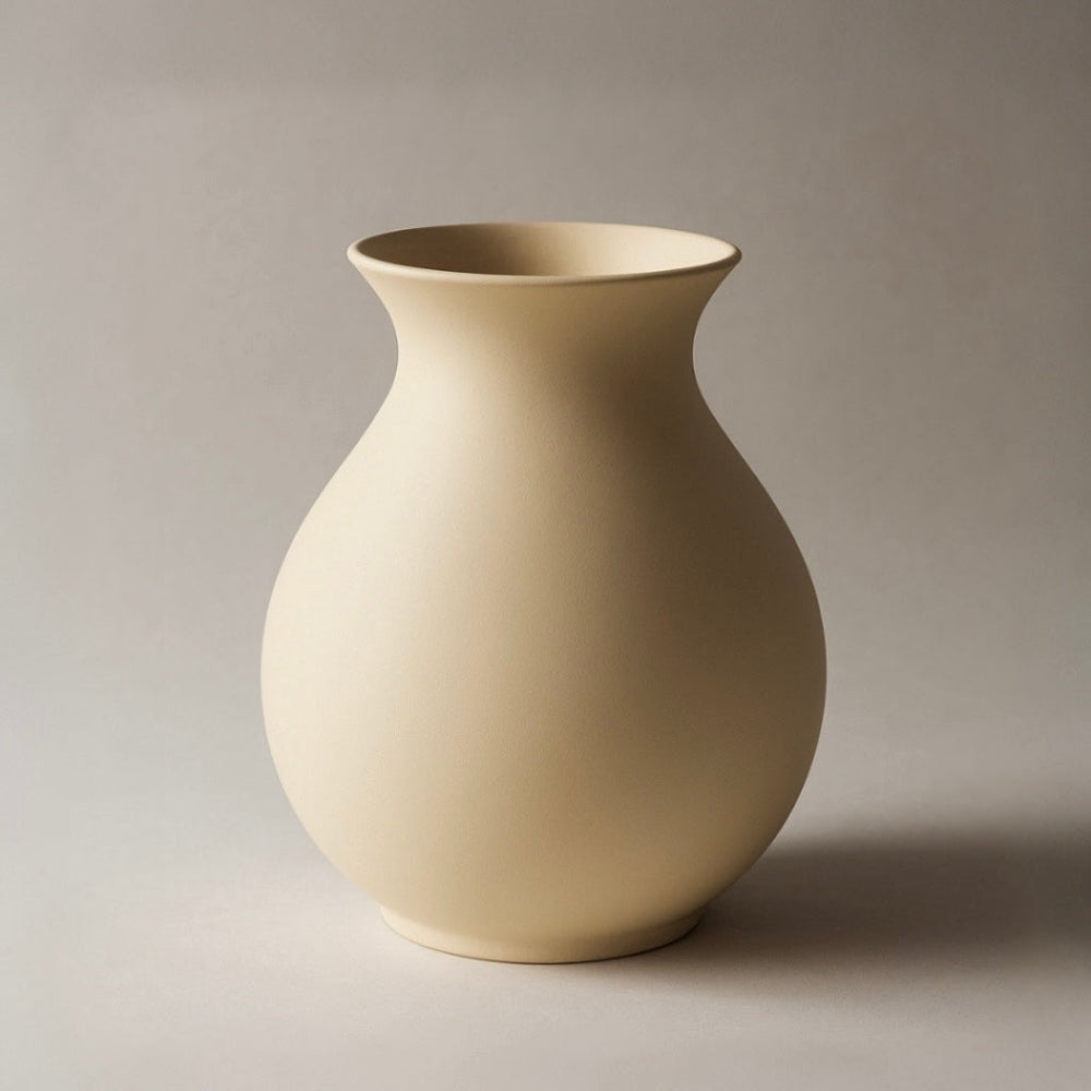 Textured Globe Vase - Beige decorative vase for artificial flowers