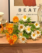Sunlit Daisy & Chamomile Faux Floral Basket Arrangement realistic artificial flower arrangement – product view 7