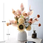 Artificial Flower Arrangement - Sunflower & Autumn Blooms realistic artificial flower arrangement – product view 5