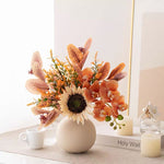 Faux Autumn Arrangement - Sunflower & Autumn Blooms realistic artificial flower arrangement