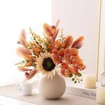 Faux Autumn Arrangement - Sunflower & Autumn Blooms realistic artificial flower arrangement – product view 5
