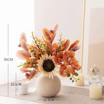 Faux Autumn Arrangement - Sunflower & Autumn Blooms realistic artificial flower arrangement – product view 4