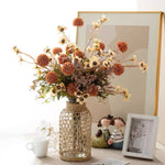 Artificial Flower Arrangement - Orange PomPom & Cream Flower realistic artificial flower arrangement – product view 5