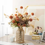 Artificial Flower Arrangement - Orange PomPom & Cream Flower realistic artificial flower arrangement – product view 3