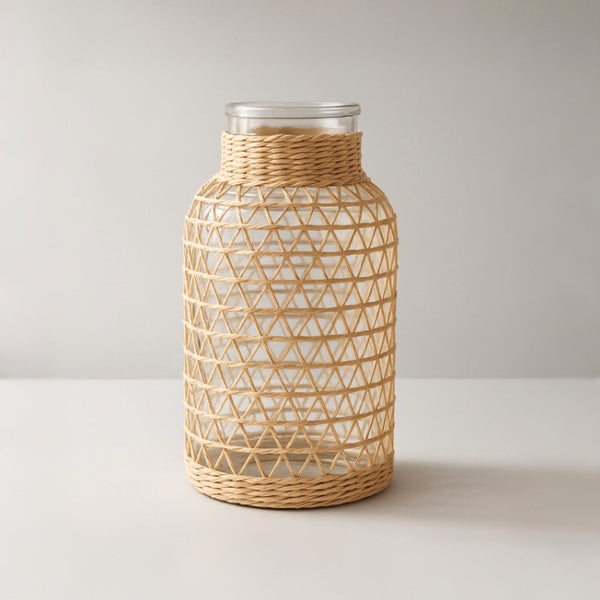 Woven Rattan Vase - Natural decorative vase for artificial flowers