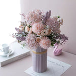 Artificial Flower Arrangement - Pink & Purple Mixed Blooms realistic artificial flower arrangement – product view 6