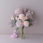 Artificial Flower Arrangement - Pink & Purple Mixed Blooms realistic artificial flower arrangement – product view 2