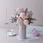 Artificial Flower Arrangement - Pink & Purple Mixed Blooms realistic artificial flower arrangement – product view 4