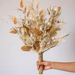 Artificial Flower Arrangement - Neutral Tones Protea & Foliage realistic artificial flower arrangement – product view 8
