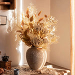 Artificial Flower Arrangement - Neutral Tones Protea & Foliage realistic artificial flower arrangement