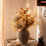 Artificial Flower Arrangement - Neutral Tones Protea & Foliage realistic artificial flower arrangement – product view 2