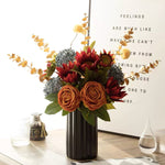 Faux Rose Arrangement - Autumn - Hued Mixed Blooms realistic artificial flower arrangement – product view 5