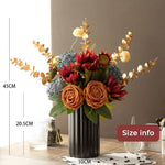 Faux Rose Arrangement - Autumn - Hued Mixed Blooms realistic artificial flower arrangement – product view 3