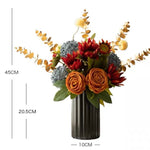 Faux Rose Arrangement - Autumn - Hued Mixed Blooms realistic artificial flower arrangement – product view 6