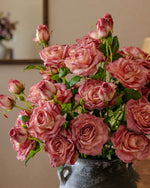 Elegant Artificial Flower Arrangement - Pink Rose & Greenery realistic artificial flower arrangement – product view 4