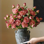 Elegant Artificial Flower Arrangement - Pink Rose & Greenery realistic artificial flower arrangement – product view 6