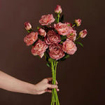 Elegant Artificial Flower Arrangement - Pink Rose & Greenery realistic artificial flower arrangement – product view 3