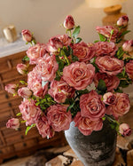Elegant Artificial Flower Arrangement - Pink Rose & Greenery realistic artificial flower arrangement – product view 5