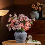 Vintage Hued Pink and Lavender Rose Artificial Flower Arrangement realistic artificial flower arrangement – product view 3