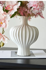 Misty Blush Wabi-Sabi Vase Artificial Flower Arrangement realistic artificial flower arrangement – product view 8