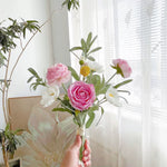 Blush Woodland Rose & Hydrangea Artificial Flower Arrangement realistic artificial flower arrangement – product view 9