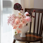 Misty Blush Wabi-Sabi Vase Artificial Flower Arrangement realistic artificial flower arrangement – product view 4