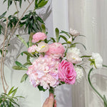 Blush Woodland Rose & Hydrangea Artificial Flower Arrangement realistic artificial flower arrangement – product view 10