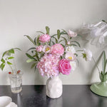 Blush Woodland Rose & Hydrangea Artificial Flower Arrangement realistic artificial flower arrangement – product view 4