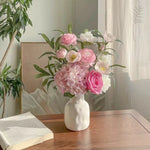 Blush Woodland Rose & Hydrangea Artificial Flower Arrangement realistic artificial flower arrangement