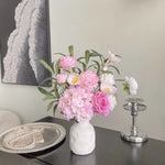 Blush Woodland Rose & Hydrangea Artificial Flower Arrangement realistic artificial flower arrangement – product view 3